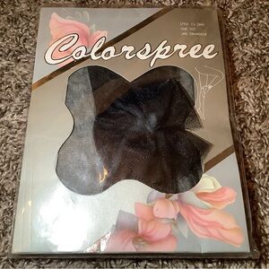 Vintage Colorspree fashion pantyhose w/ ankle bow, black, One Size